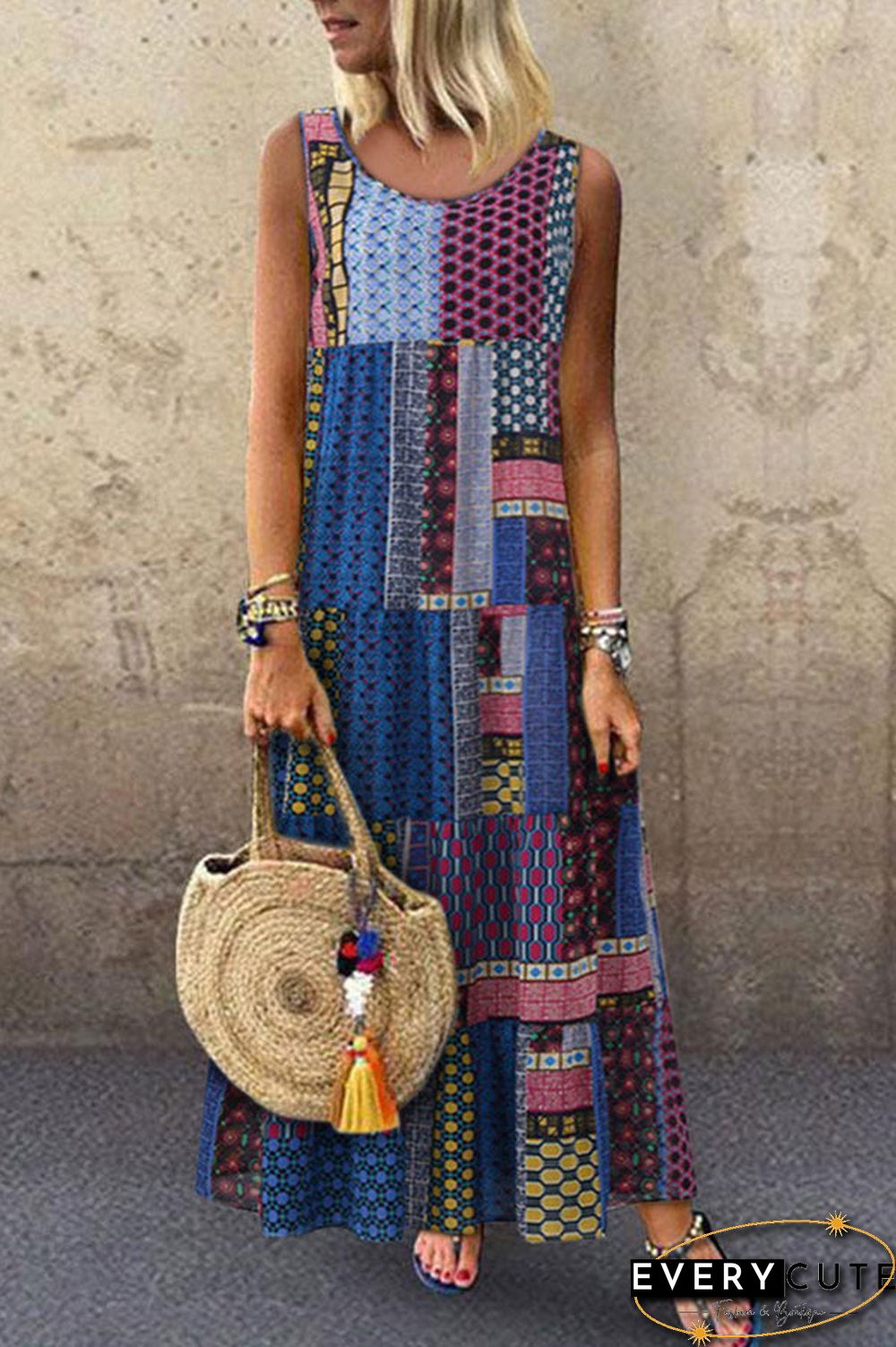 Vacation Geometric Tank Dress