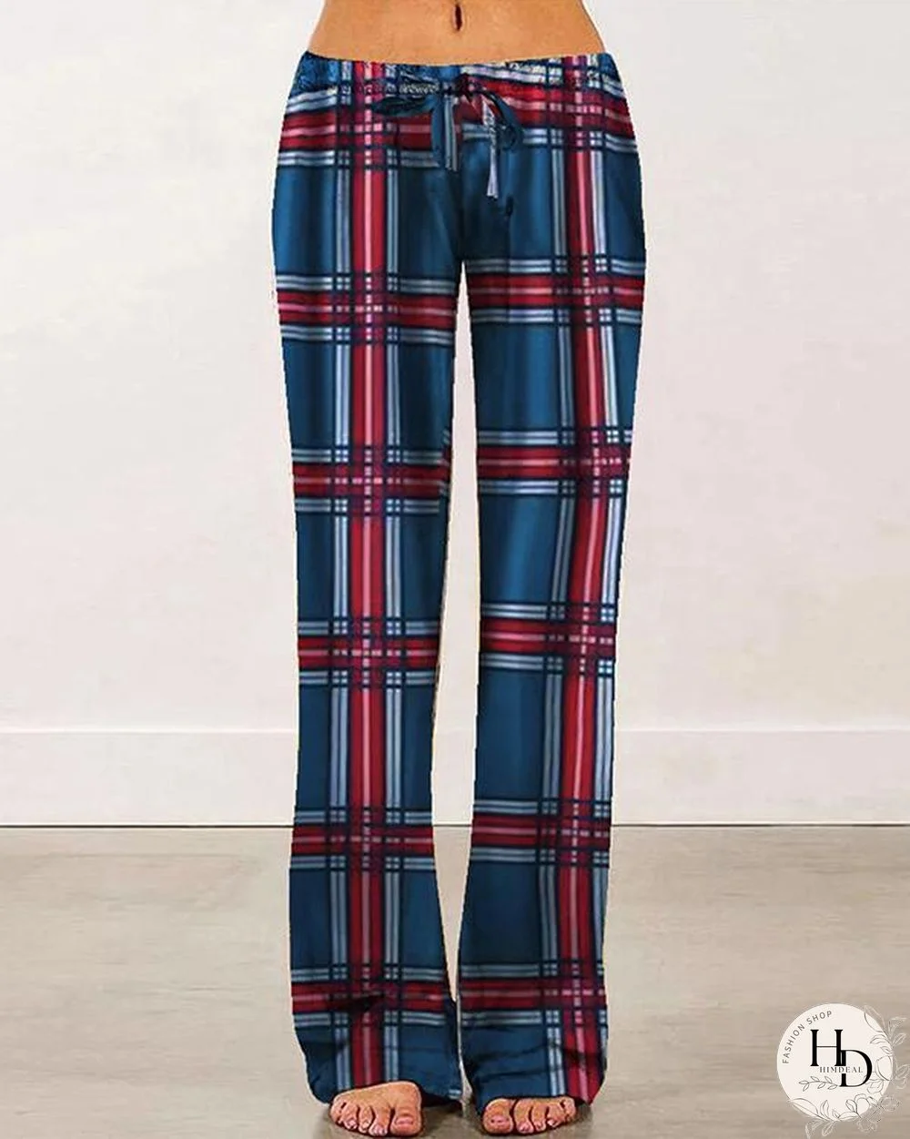 Elastic Waist Lattice Casual Pants