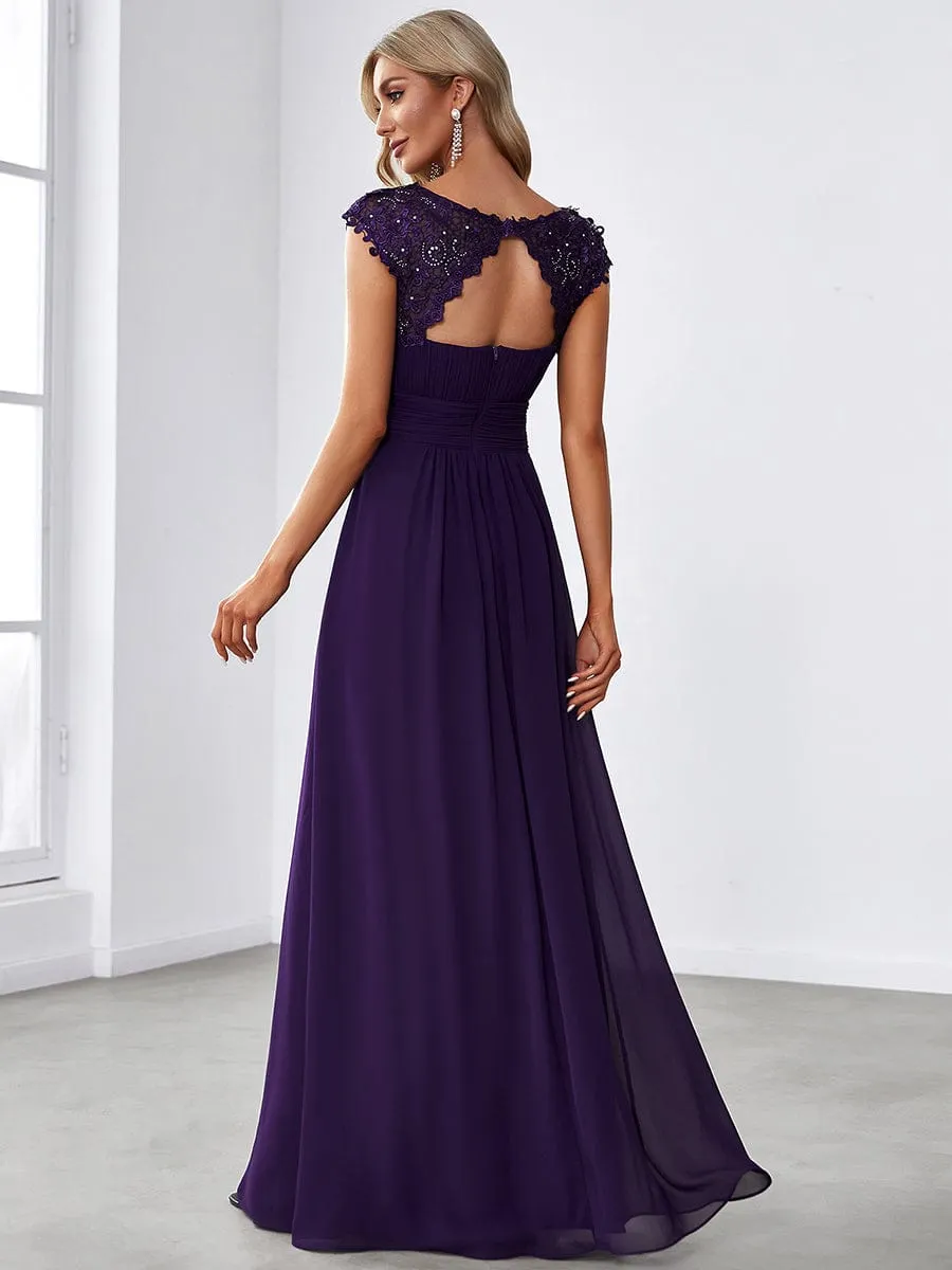Sophisticated Lace Detail Evening Gown
