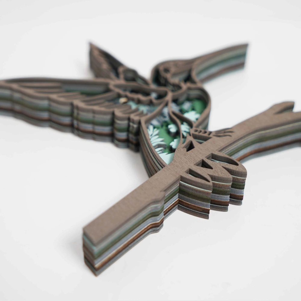 Purexcellent™ New creative home desktop wood carving hummingbird crafts ornaments