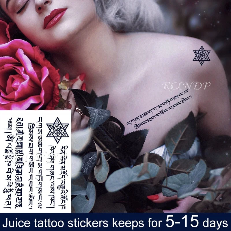 Waterproof Temporary Juice Ink Tattoo Sticker Star Circle Totem Patterns Fruit Gel Long Lasting Art for Men Women