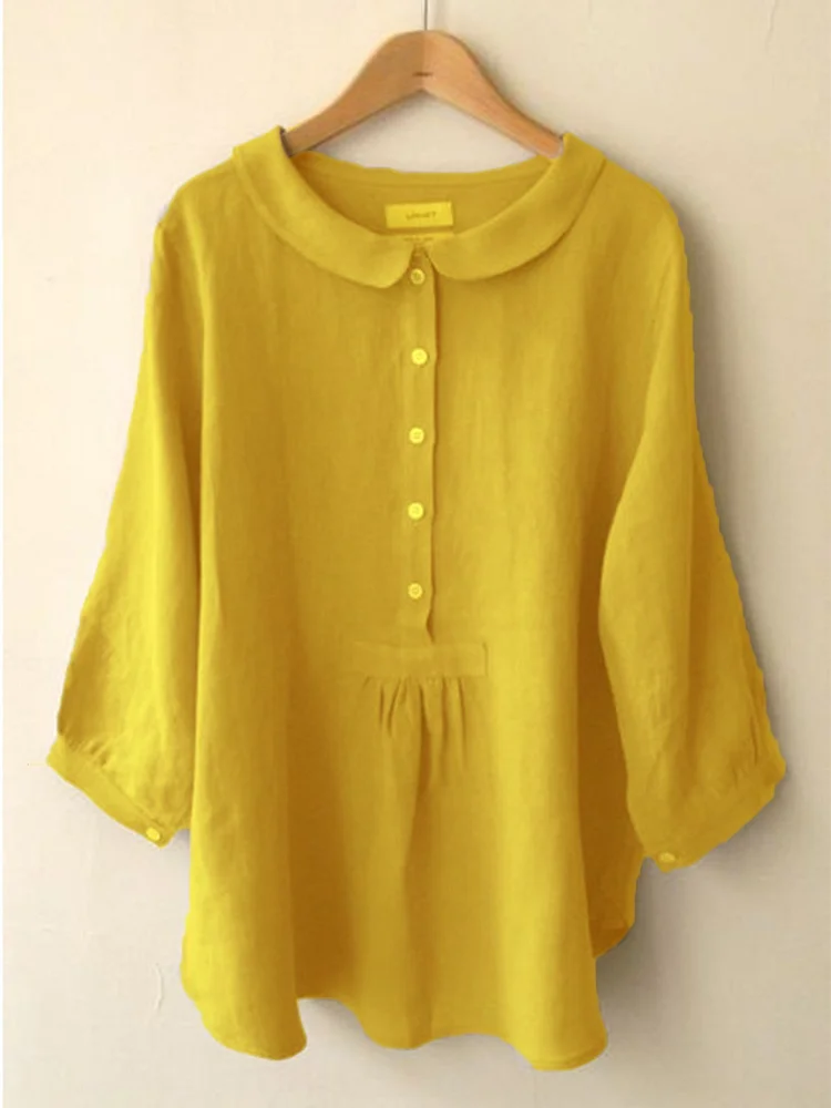 Plus Size Long Sleeve Sweet Solid Blouse
