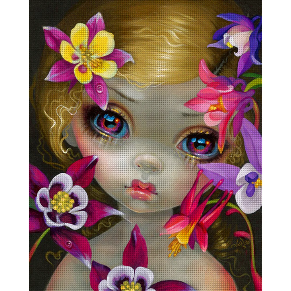 DIY Stamped Cross Stitch 11CT Full Embroidery 40*50cm - Big Eyes Girl