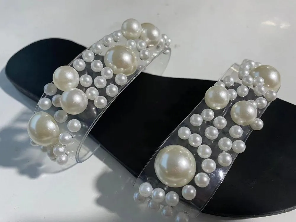 Za Women 2021 Sandals Summer Classic Designer New Internet Influencer Pearl Sandals Flat Shoes Casual Beach Sandals for Women