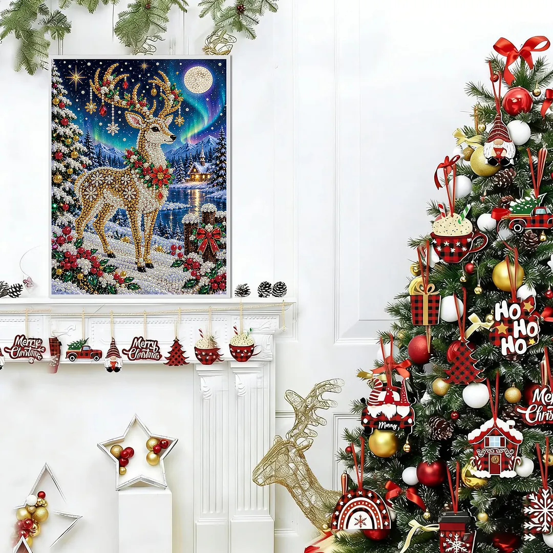 Pearl Painting Kit for Adults Christmas Deer Wall Art 11.81x15.75in
