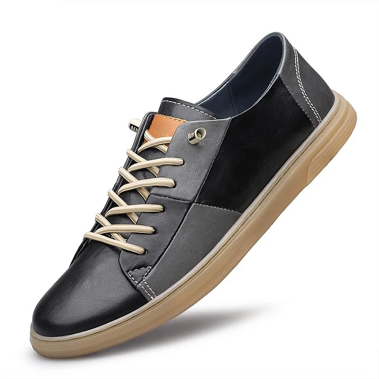 Gregorysupply New Genuine Leather Mens Shoes Fashion Male Footwear Black Sneakers Cool Young Mens Casual Shoes Breathable Outdoor Skate Shoes