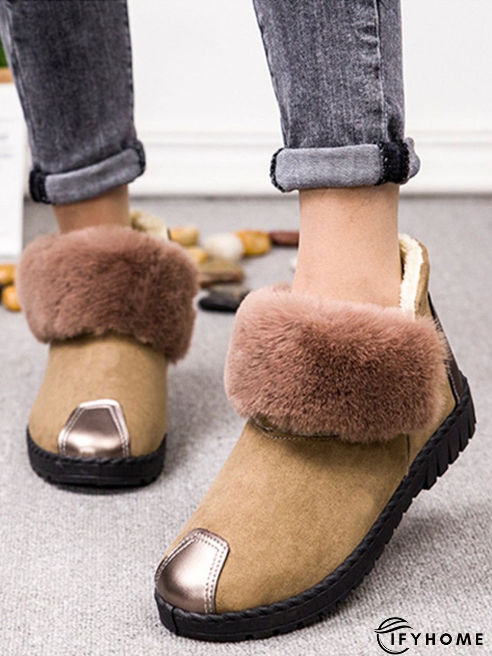 Casual Anti-collision Stitching Plush Warm Snow Boots | IFYHOME