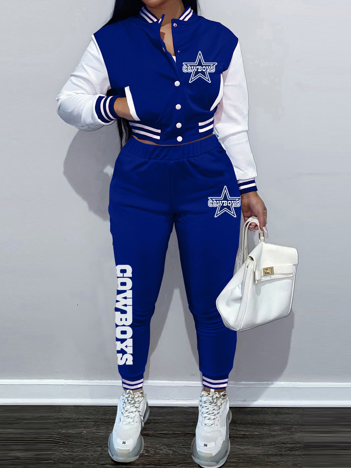 Dallas Cowboys Women's Tracksuit Cropped Jacket Sweatpants Outfits