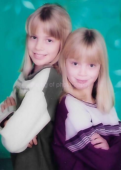 FOUND Photo Poster painting Color Portrait YOUNG AMERICAN GIRLS Original STUDIO PORTRAIT 21 59 M