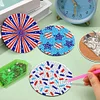 (US Local)8Pcs Wooden Red and Blue Pattern Diamond Art Coasters for Adults Beginners
