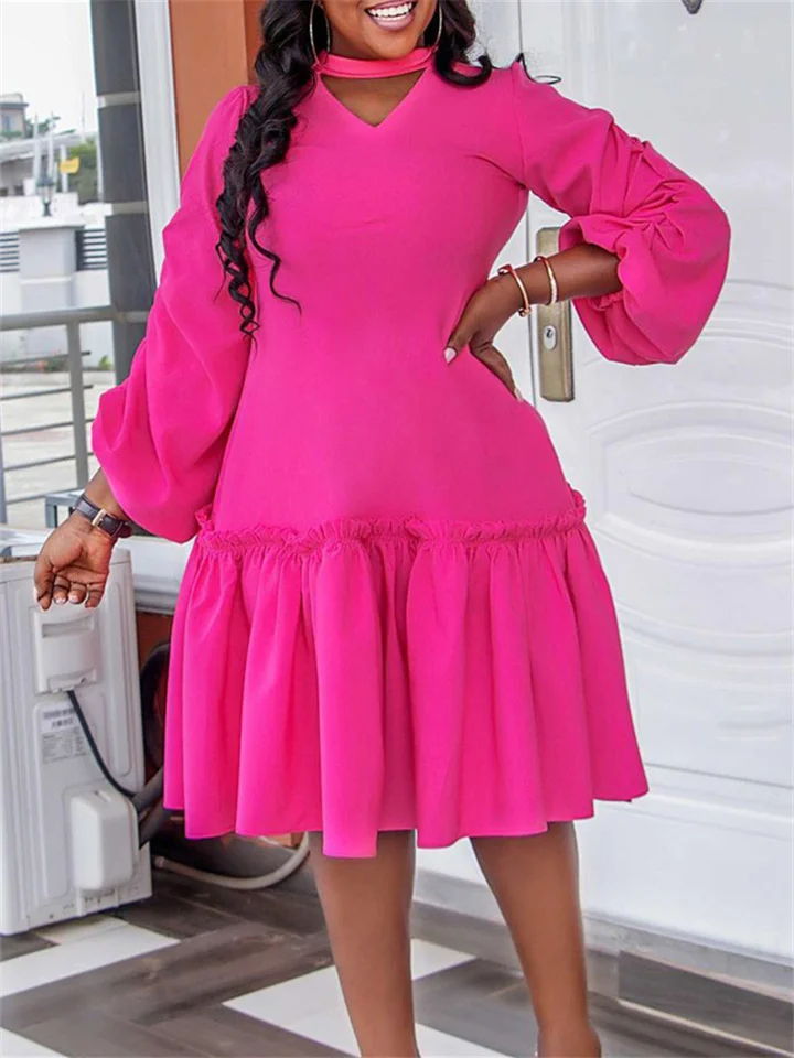 Solid Color Sweet Loose Pleated Temperament Dress
