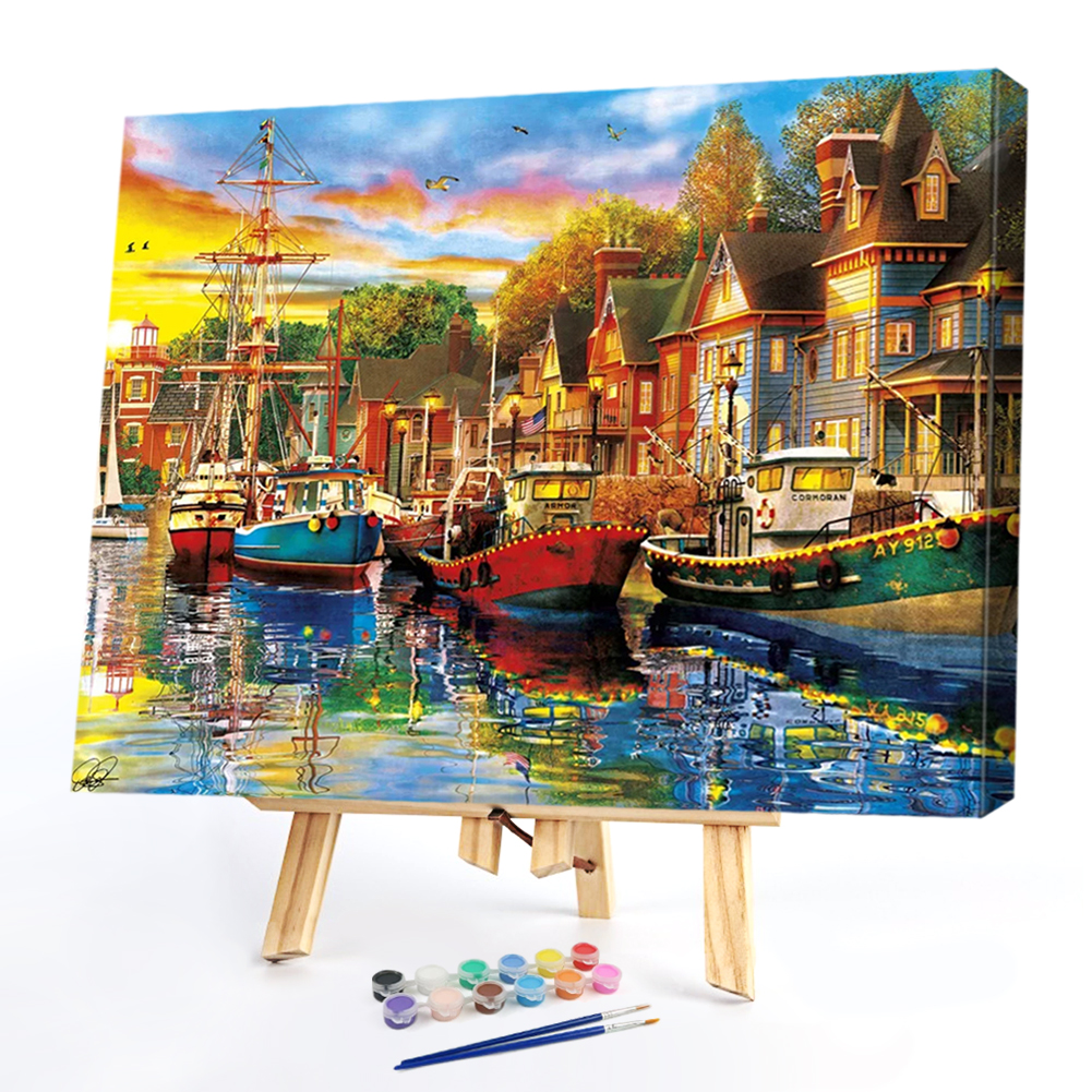

40*50CM Paint By Numbers-Boat House, 501 Original