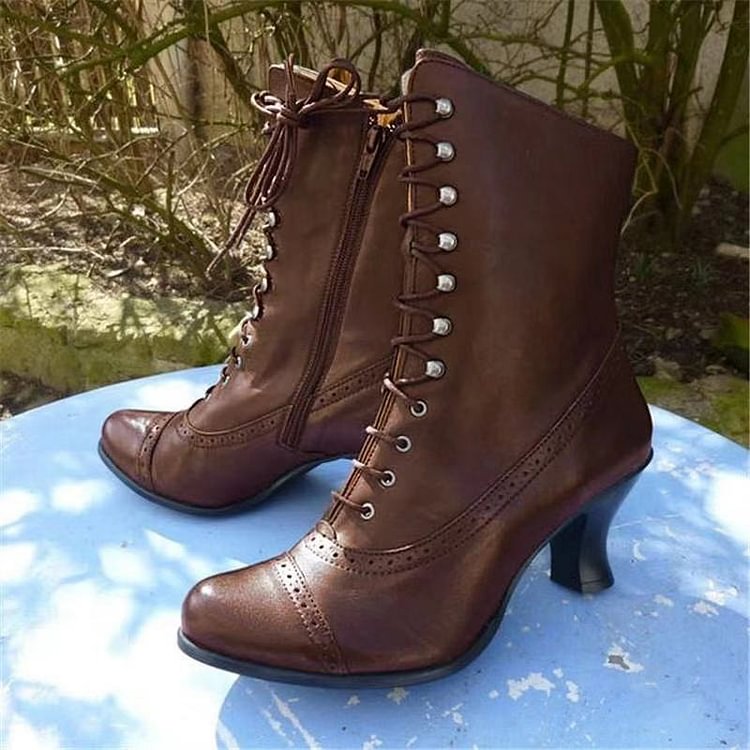 Women Vintage Mid Heels Pumps Gladiator Shoes