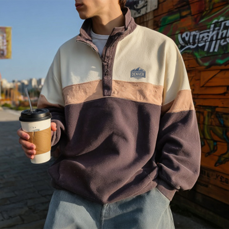 Stylish Half-Zip Pullover with Colorful Tribal Design for Men