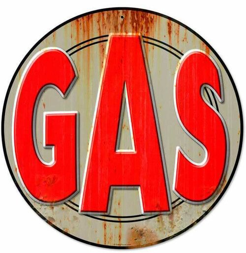 Gas- Round Shape Tin Signs/Wooden Signs - 30*30CM