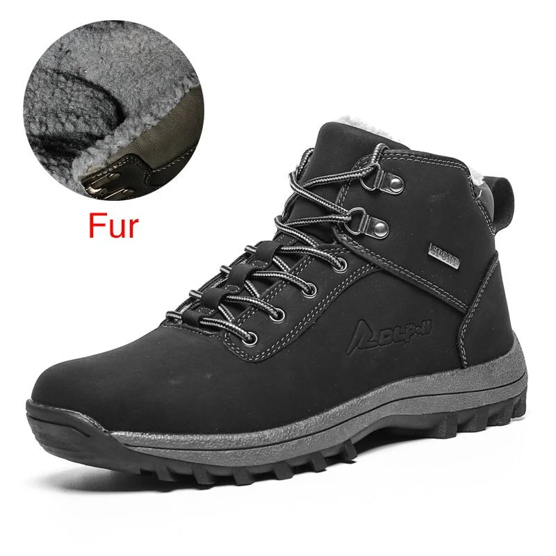 DEKABR Brand Genuine Leather Autumn Winter Warm Fur Classic Snow Boots Male Motorcycle Boots Men Warm Ankle High Top Men's Boots