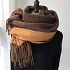 Plain Dual Colors Women Men Unisex Tassels Scarf Shawl