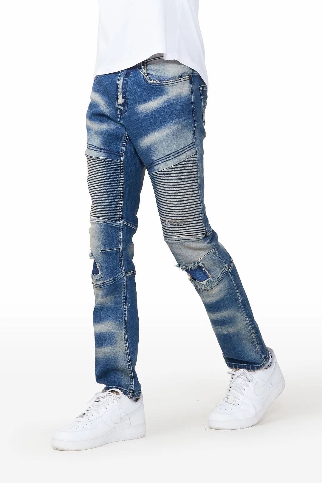 Isah Blue Biker Slim Fit Jean