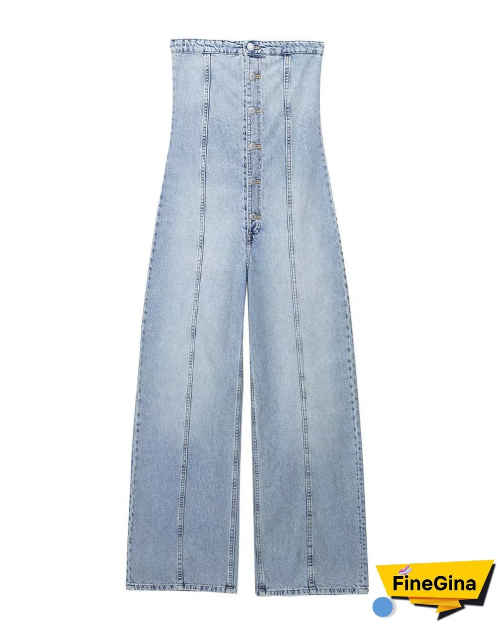 STRAPLESS DENIM JUMPSUIT