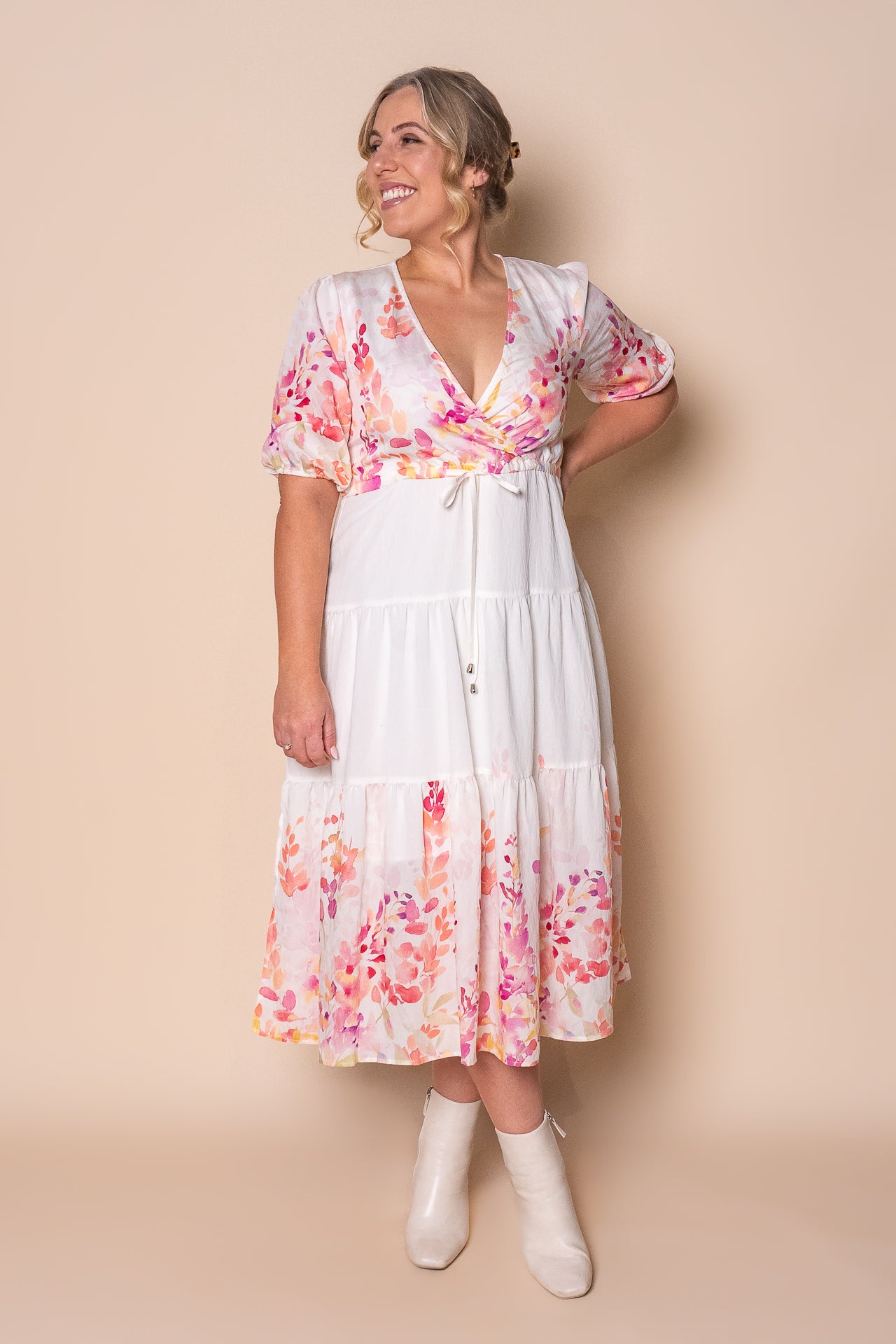 Rika Midi Dress in Cream