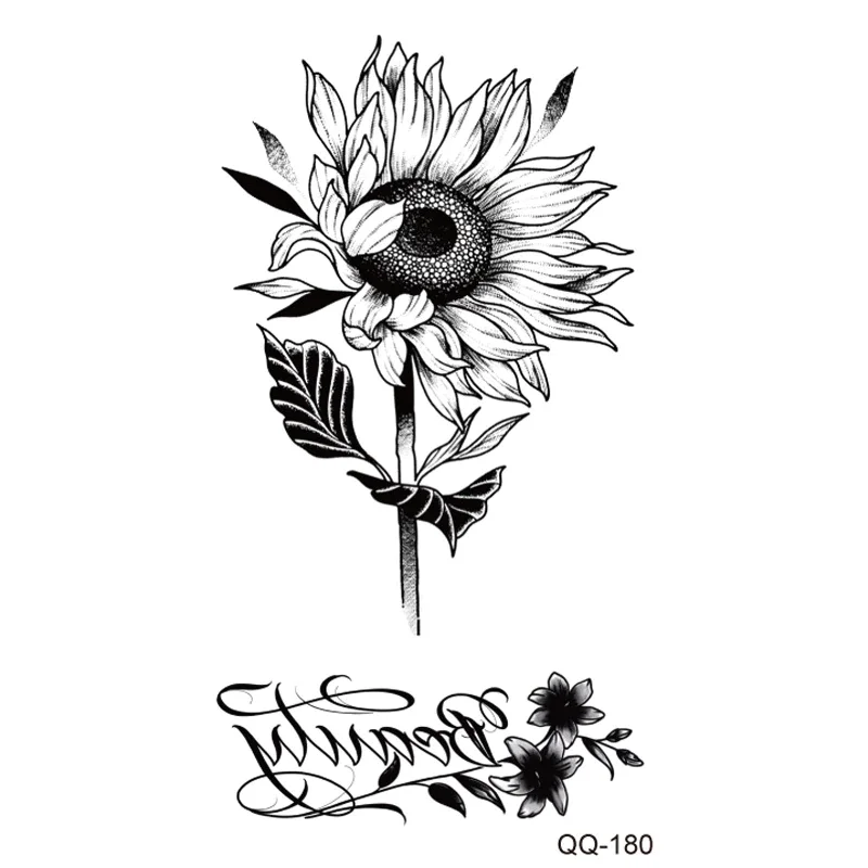 Sdrawing Rose Temporary Tattoo Sticker Flower Feather Elephant Body Clavicle Ankle Legs Arm Art Fake Tatto Party Bikini Tatoos