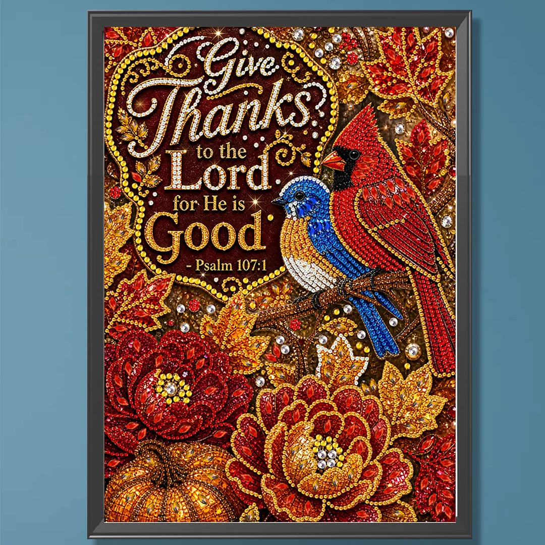 Autumn Birds Thanksgiving Diamond Painting Kits for Adults Beginners 30x40cm