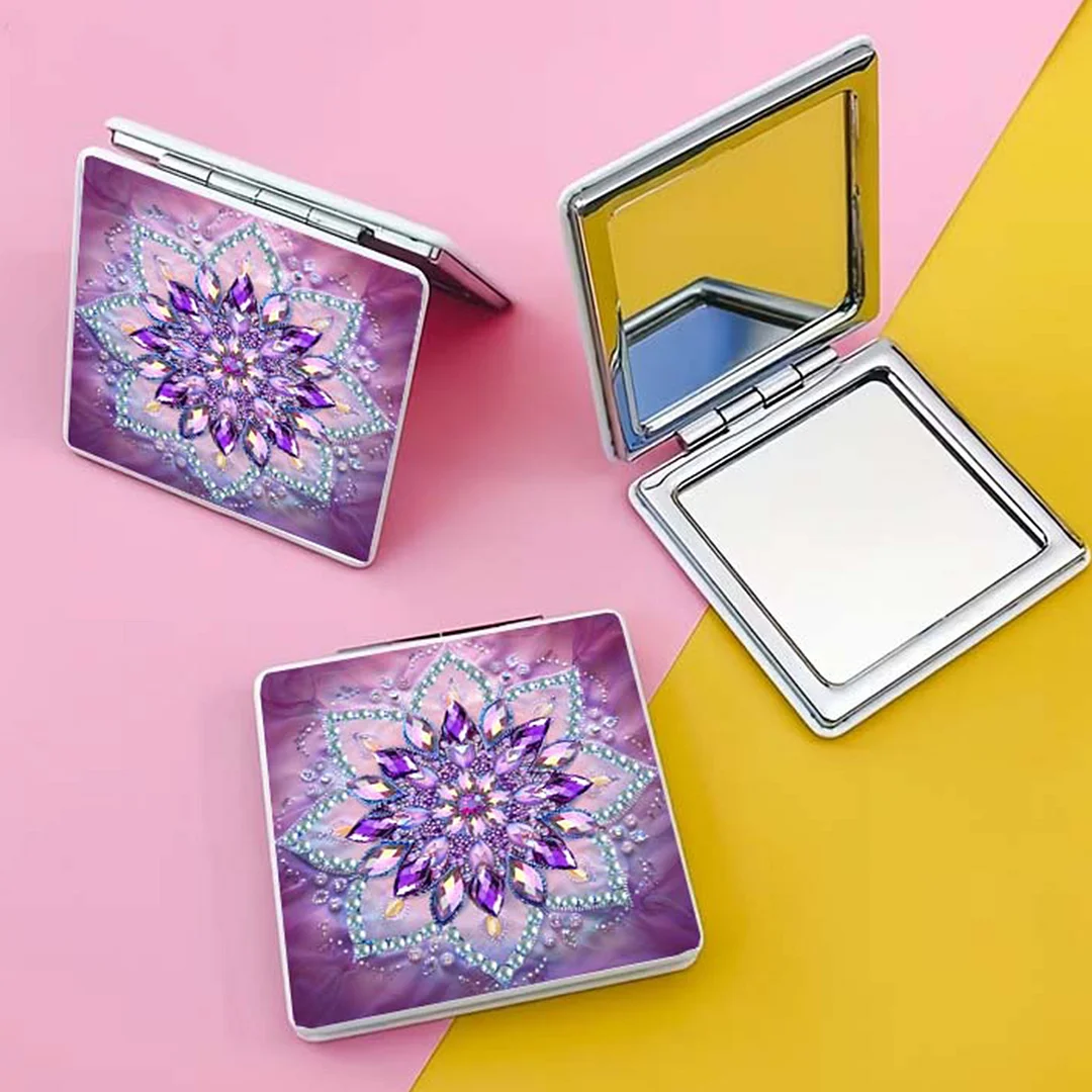 Mandala DIY Special Shaped Diamond Painting Compact Mirror Kits Diamond Art Painting Pocket Mirror for Beginners Adults Art Craft Woman Gifts