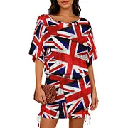 british flag bodycon dress SFneewho® Union Jack Uk Red White Blue England Ruched Side Women SU25 DROP 2 Idia Plus Size Evening Size:dress size pants : 38 and personality