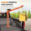 GarveeTech Folding Truck Mounted Crane, 1100lb Pickup Jib Cranes with Electric Winch 3500 lb 12V, Electric Truck Crane Hoist Painted Steel 360 Swivel for Construction, Forestry, Factory