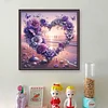 >SALE<Full Embroidery Eco-cotton Thread 11CT Printed Beach Heart Cross Stitch 50x50cm
