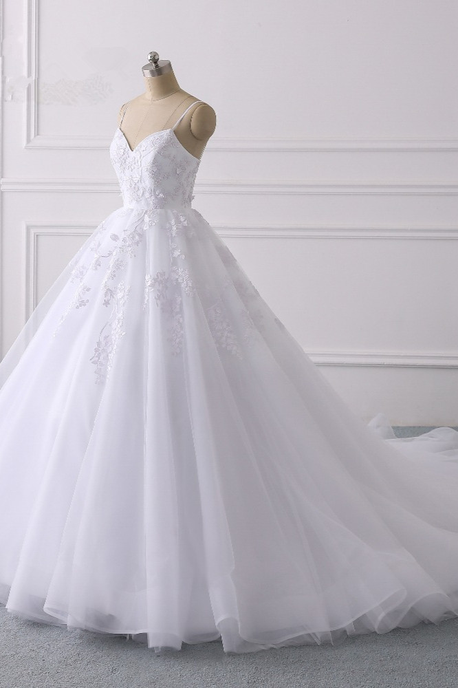 Mismatched Spaghetti Straps V-neck Tulle Prom Dress, WGP295 main image 1