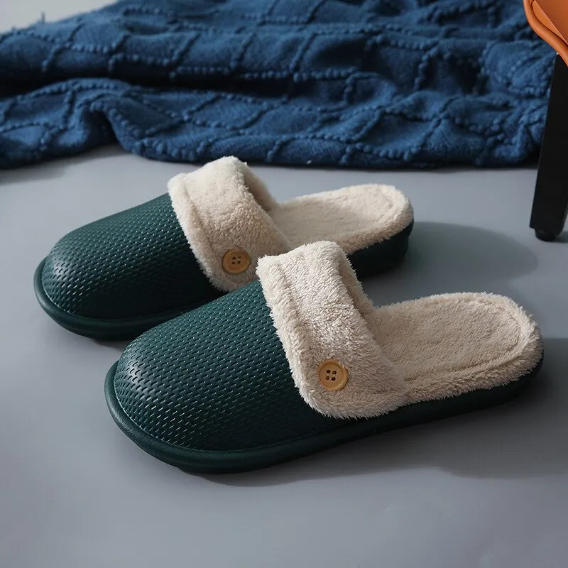 Eva Plush Lining Warmth Home Slippers Autumn Winter Wear Waterproof Thick-Soled Non-Slip Slippers Indoor Household Couple Shoes