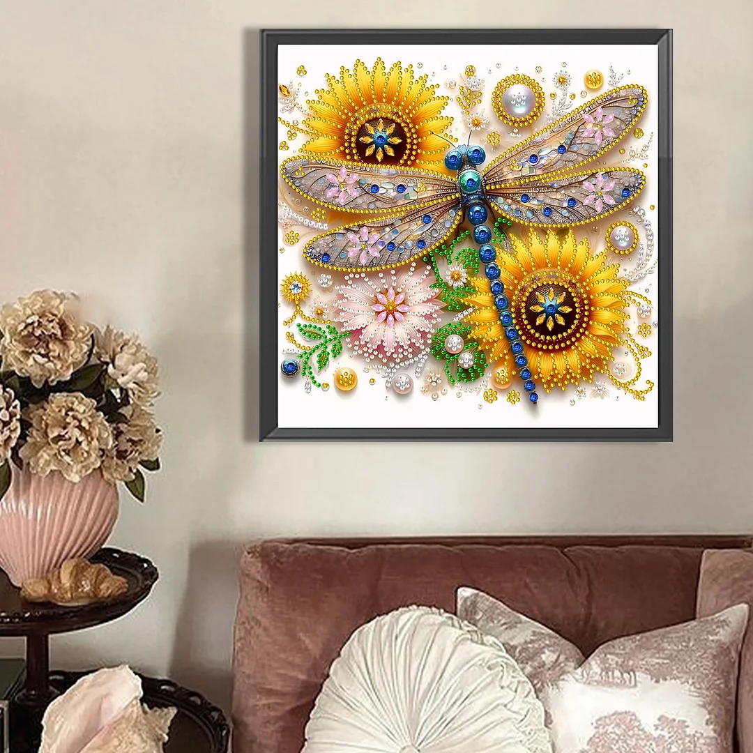 Dragonfly - Partial Special Shaped Drill Diamond Painting Kits (Canvas|30*30cm)