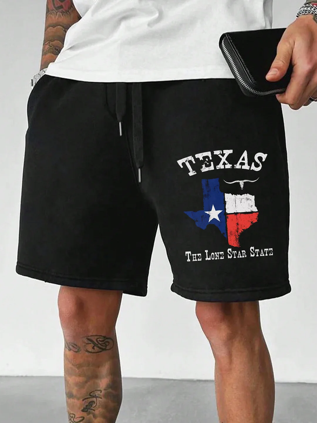 Men's Texas The Lone Star State Flag Map Print Casual Shorts