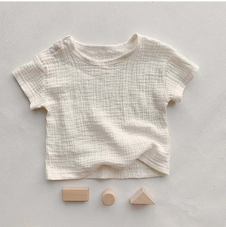 Baby Boy/Girl Solid Color Short Sleeve T-shirt / Bear Print Bodysuit