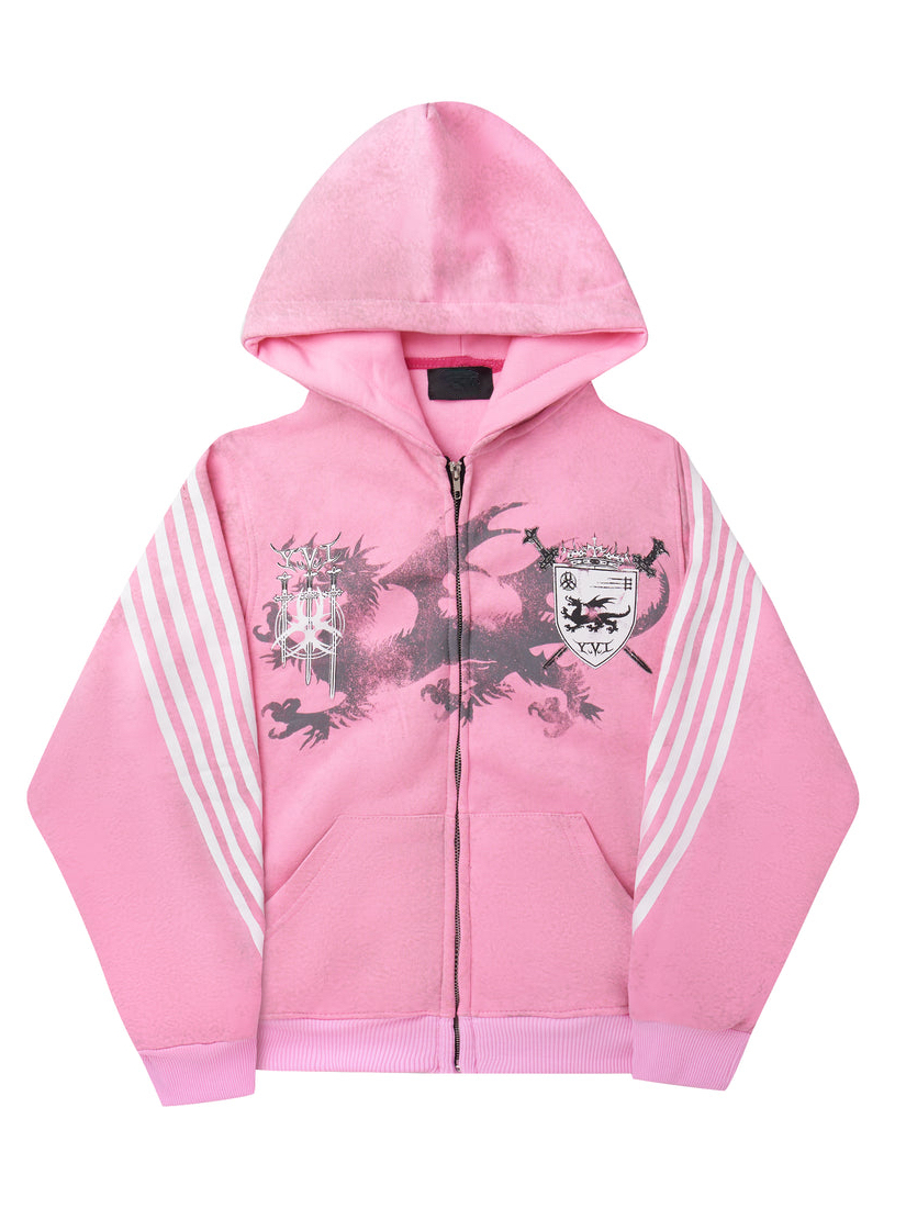 Conclear fall outfits y2k Streetwear Grunge Zip Up Hoodies Women Y2k Aesthetic Graphic Print Hooded Sweatshirts Harajuku Goth Hip Hop Crop Tops