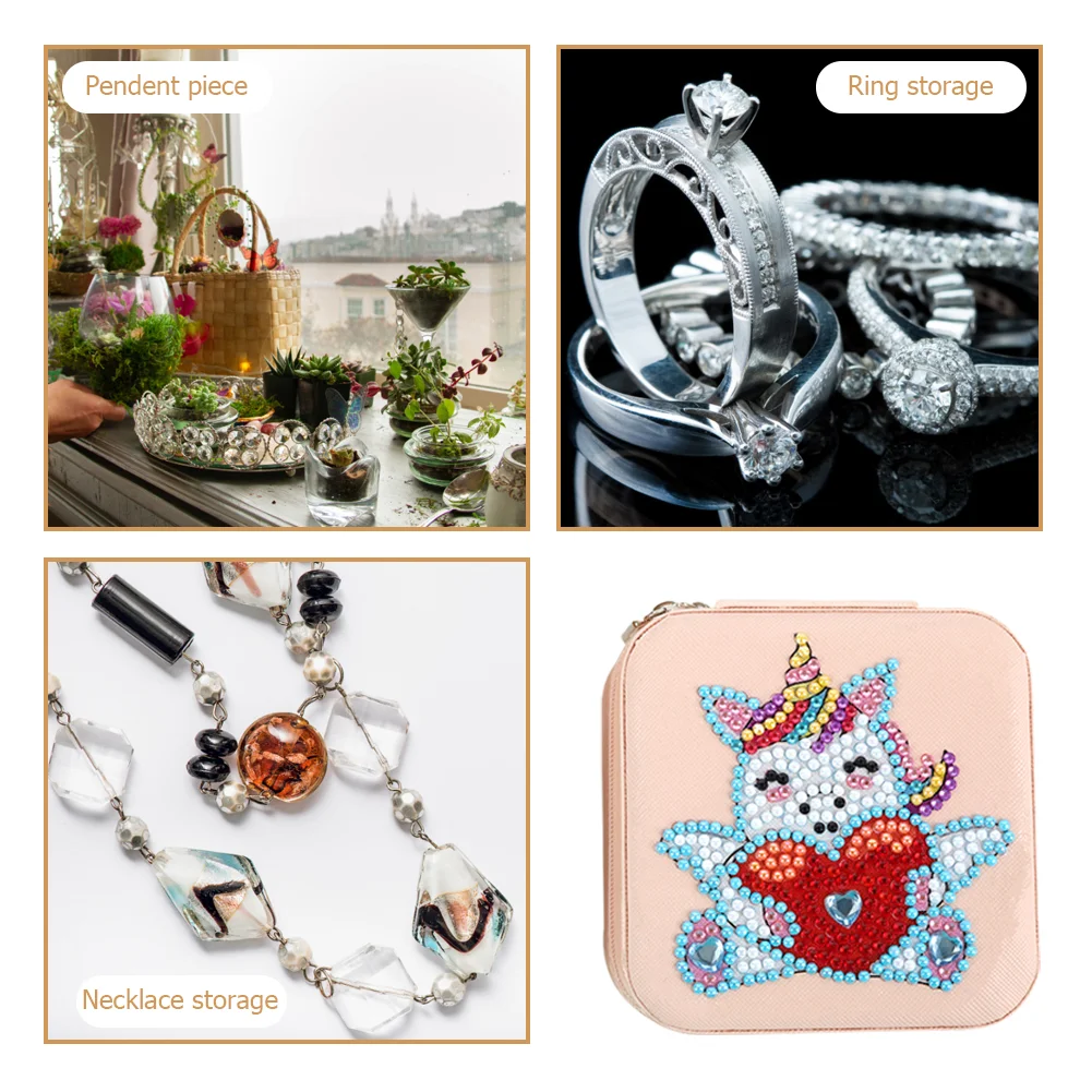 DIY 5D Rhinestone Jewelry Storage Box Special Shape Diamond Case (Unicorn)