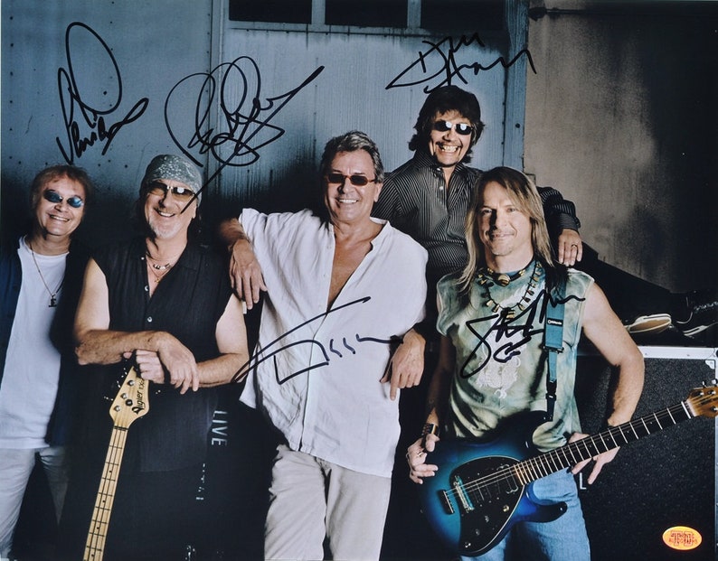 DEEP PURPLE SIGNED Photo Poster painting X5Ian Paice, Ian Gillan, Roger Glover, Steve Morse, Don Airey 11x 14 wcoa