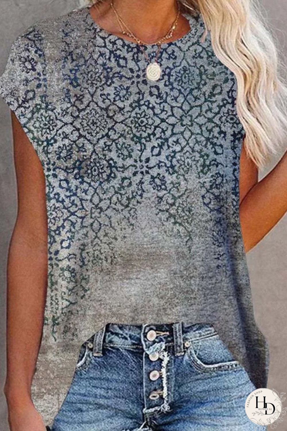 Vintage Round Neck Casual T-Shirt