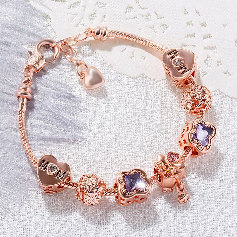 Buzzdaisy Clover purple beaded bracelet