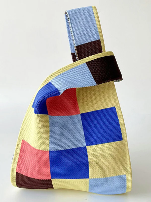 Woven Contrast Color Checkerboard Handbags Bags