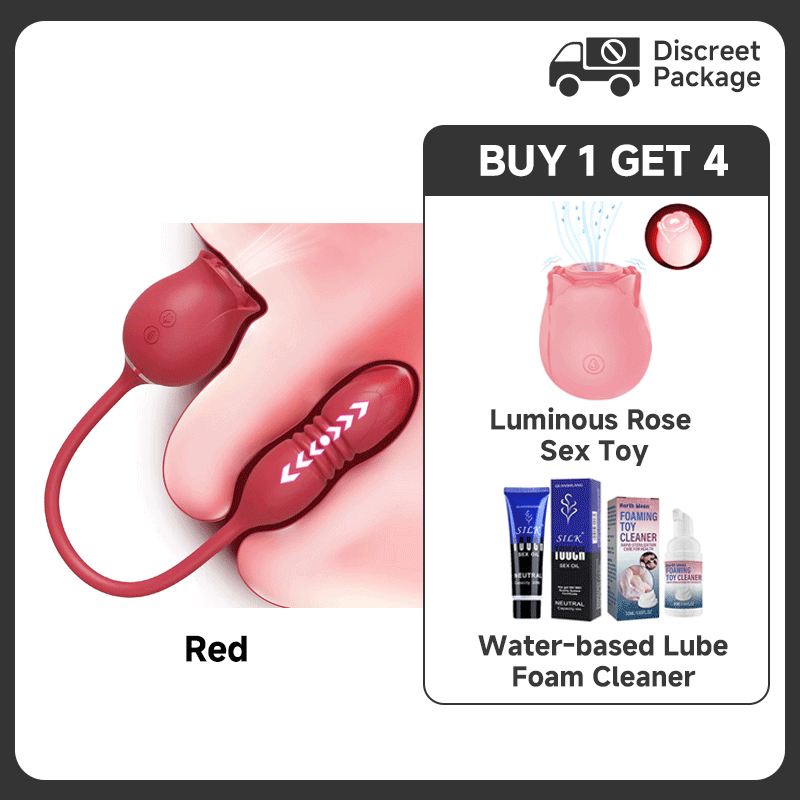 Dual Action Rose Vibrator with 10 Sucking and Thrusting Modes for Ultimate G Spot and Clitoral Stimulation