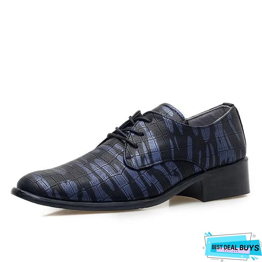 Pointed Toe Dress Shoes Fashion Print Lace Up Flats Casual Oxford Shoes