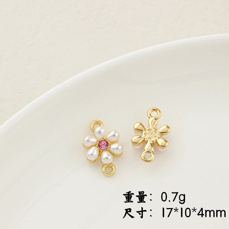 5 PCS/Package 20 * 23mm Alloy Artificial Pearls Rhinestones Flower Butterfly Pendant Jewelry Accessories