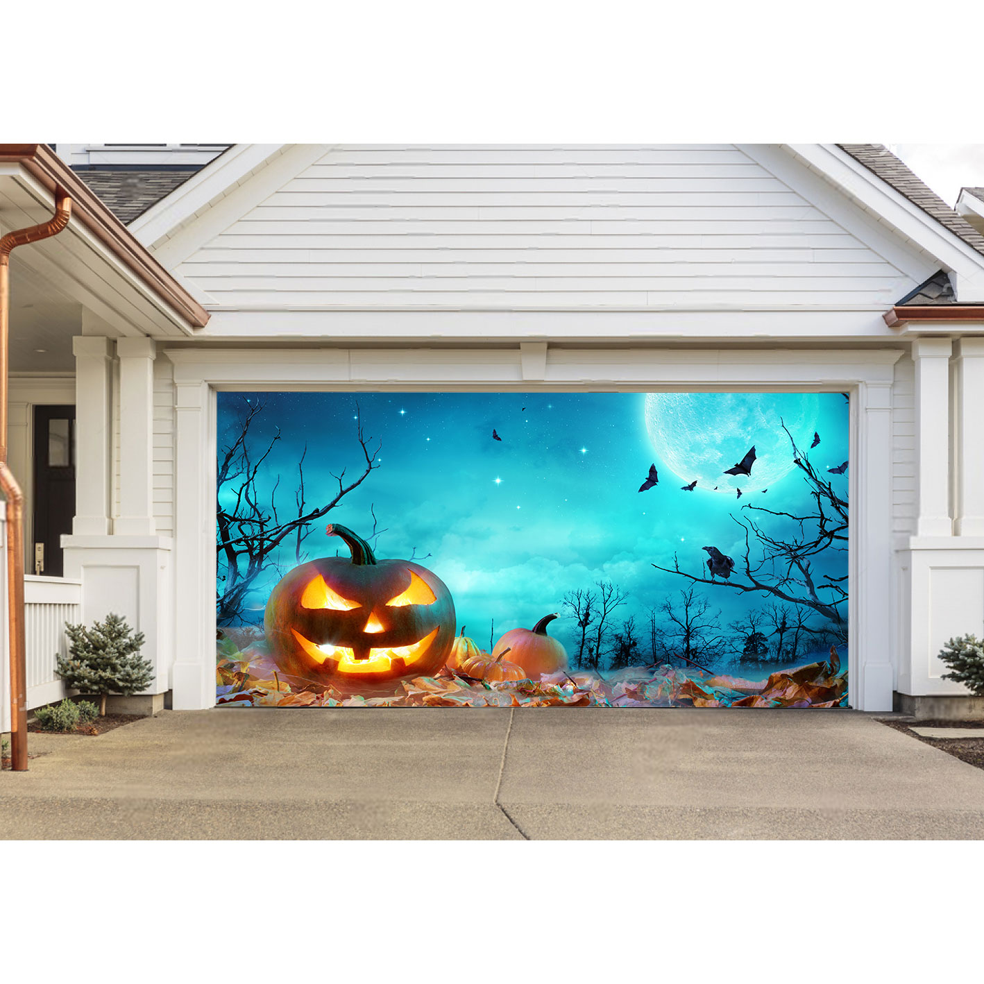 Halloween Carved Pumpkin Jack Lantern Garage Door Banner Mural