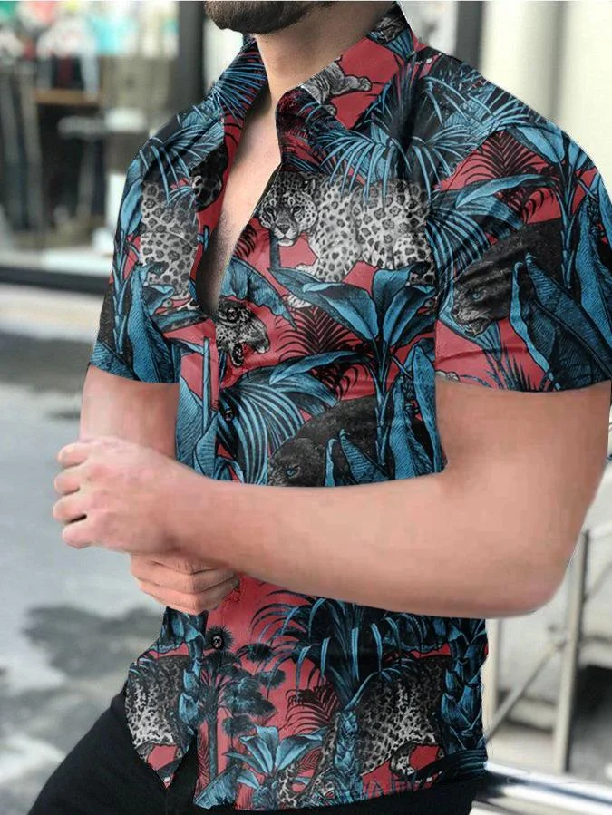 Men's Casual Printed Short-Sleeved Shirt25