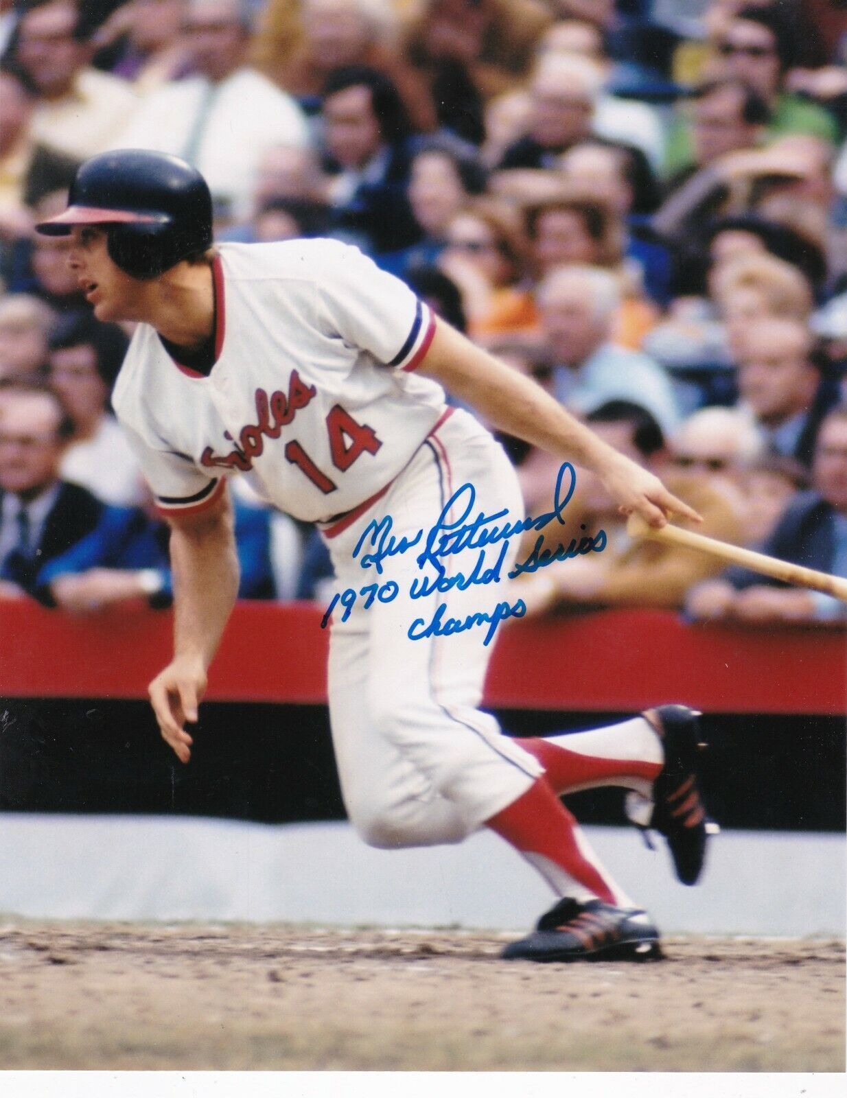 MERV RETTENMUND BALTIMORE ORIOLES 1970 WS CHAMPS ACTION SIGNED 8x10