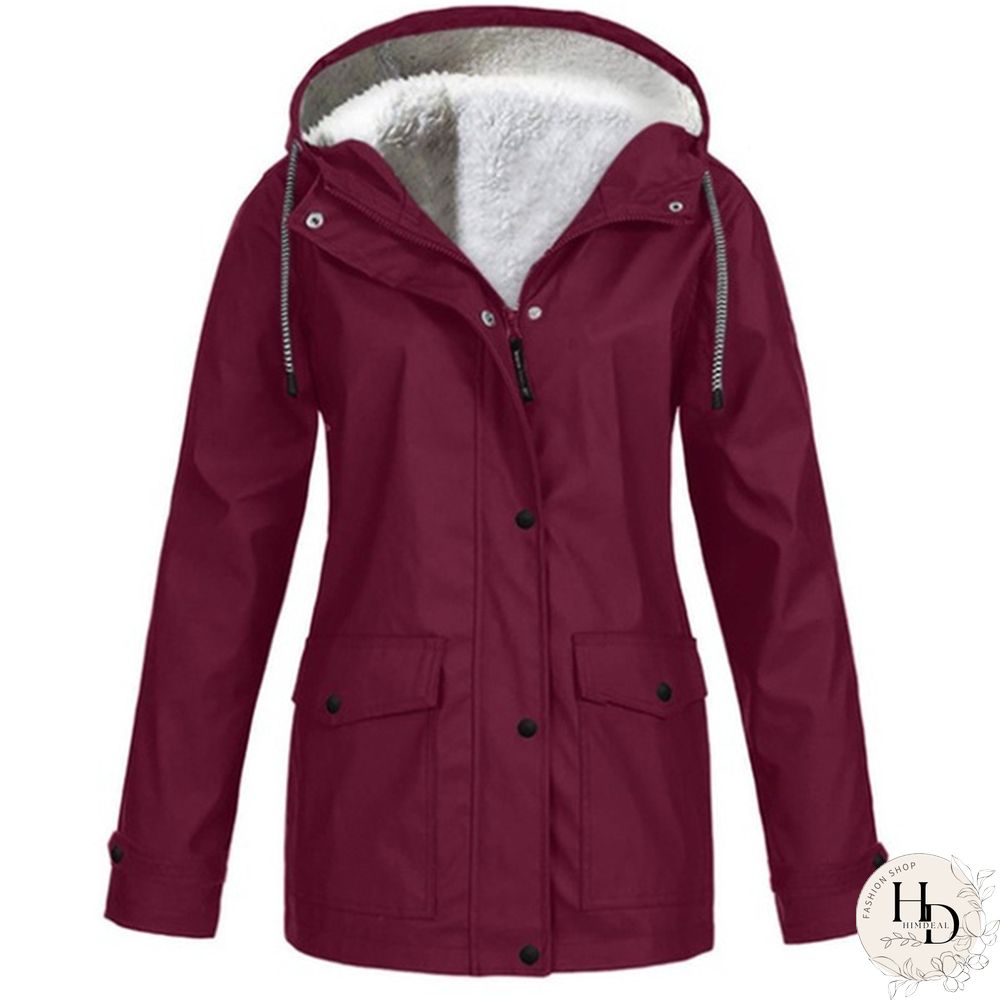 Womens Winter Coats-Solid Plush Thickening Jackets for Outdoor Hiking Plus Size Hooded