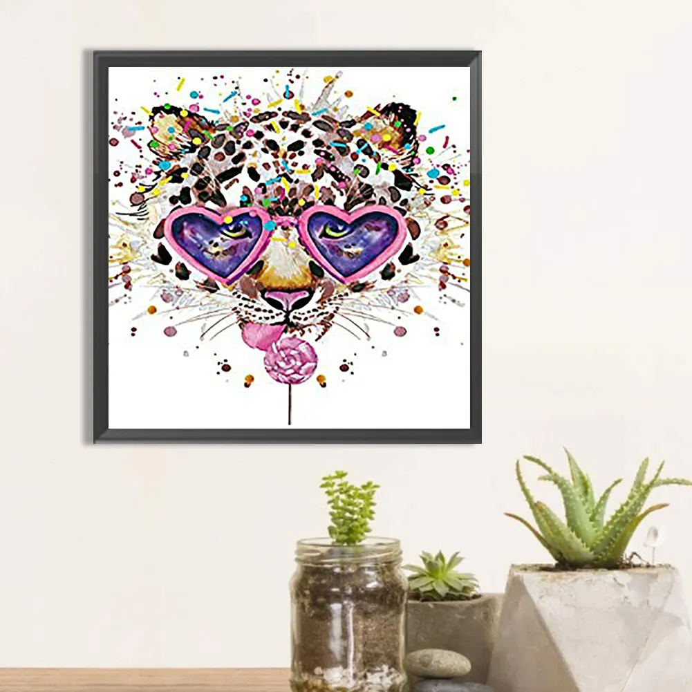 Full Round Diamond Painting 30*30cm - Animal Head Wearing Sunglasses