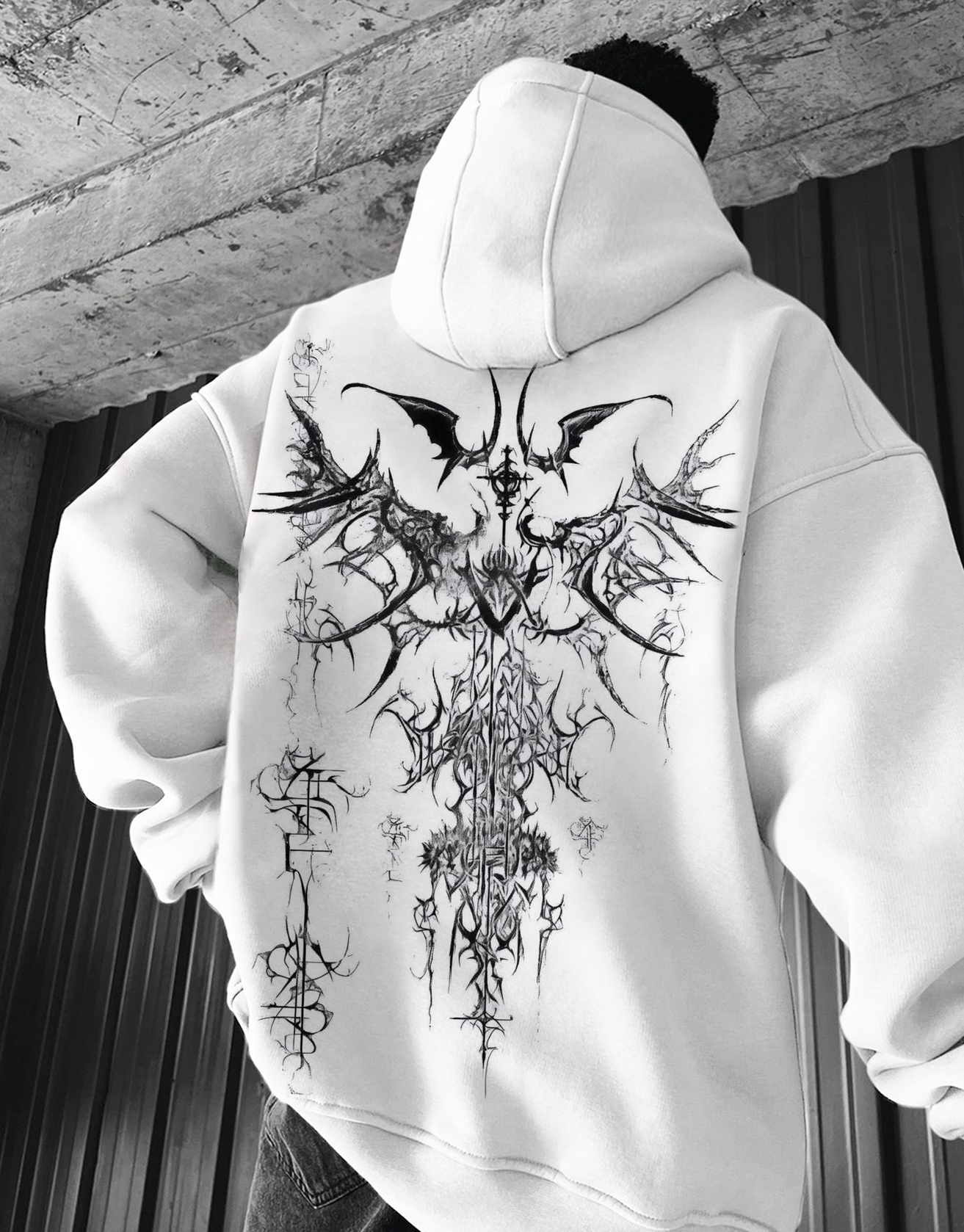 Black Metal Tattoo Hoodie / TECHWEAR CLUB / Techwear